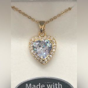 Swarovski Crystals heart shaped necklace. 16” chain w/2” adjustment gold plated